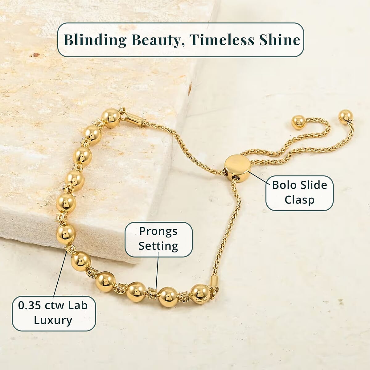 GSI Certified Luxuriant Lab Grown Diamond F SI2 0.35 ctw Bolo Bracelet in 24K Yellow Gold Over Sterling Silver (Adjustable) image number 5