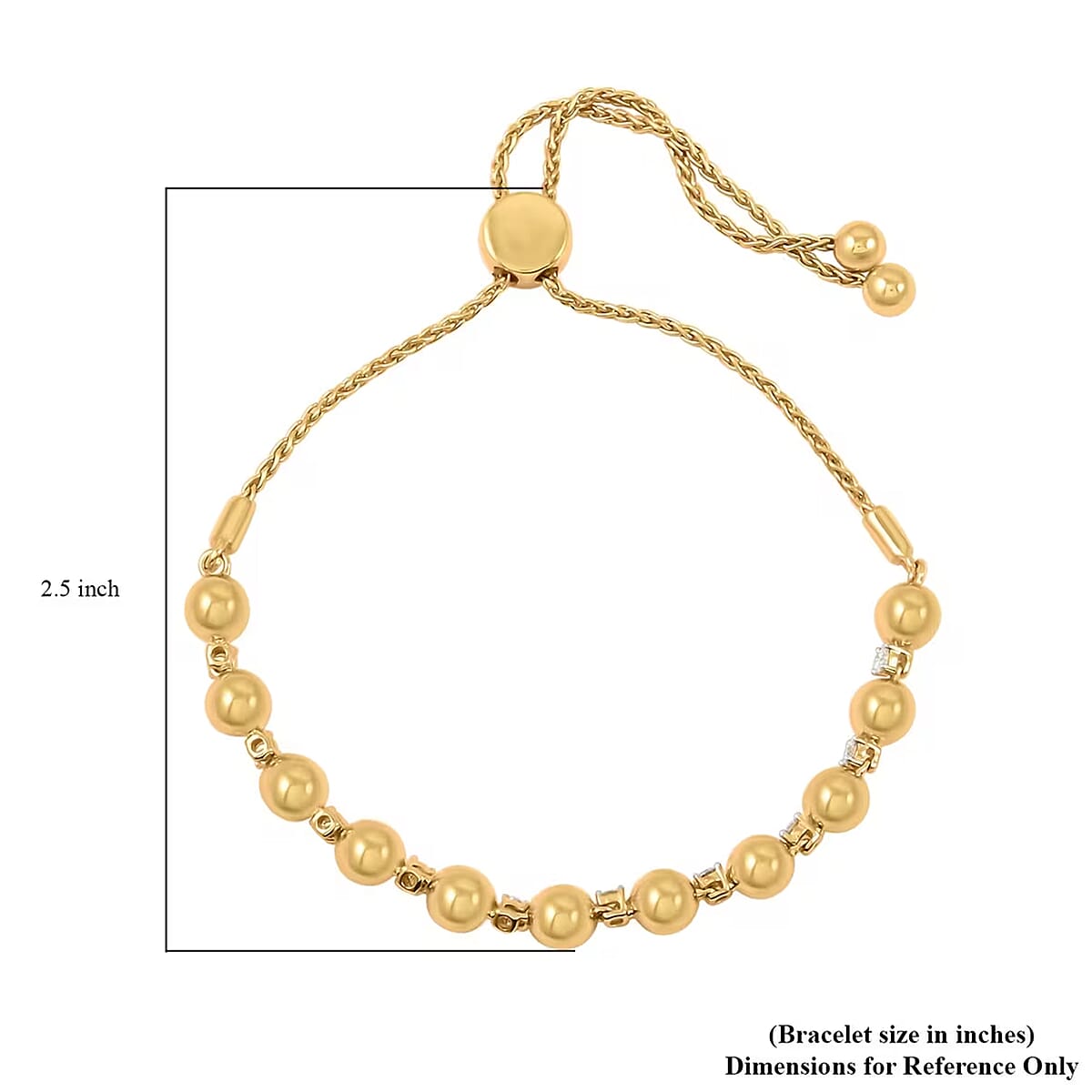 GSI Certified Luxuriant Lab Grown Diamond F SI2 0.35 ctw Bolo Bracelet in 24K Yellow Gold Over Sterling Silver (Adjustable) image number 6