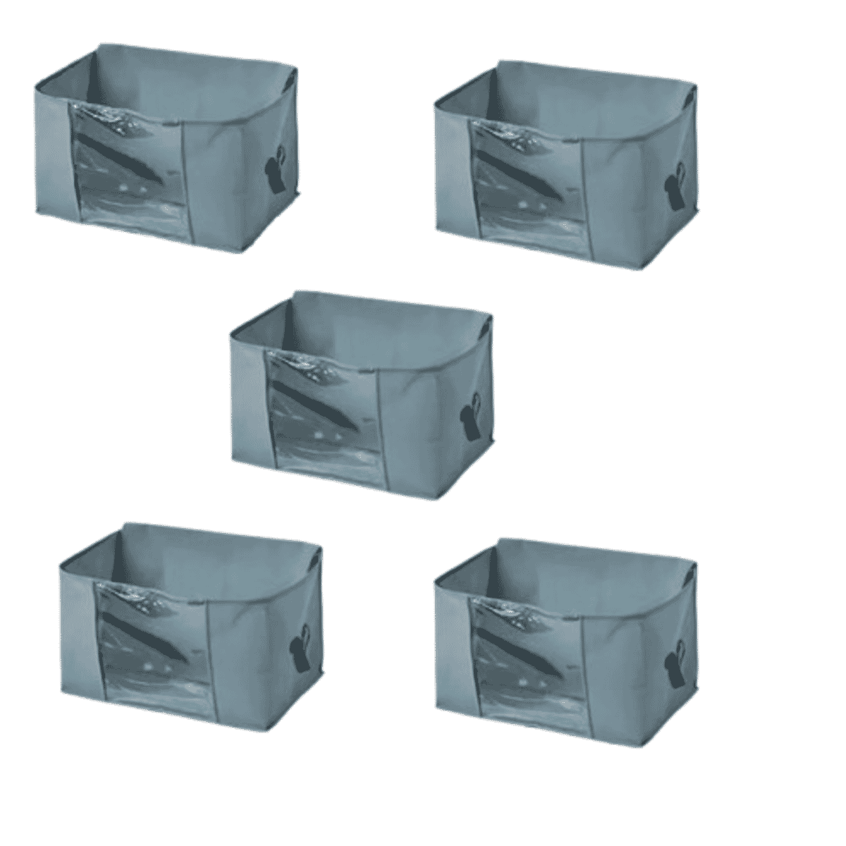Set of 5 Dark Gray Non-Woven Fabric Storage Bag with Clear Window image number 0