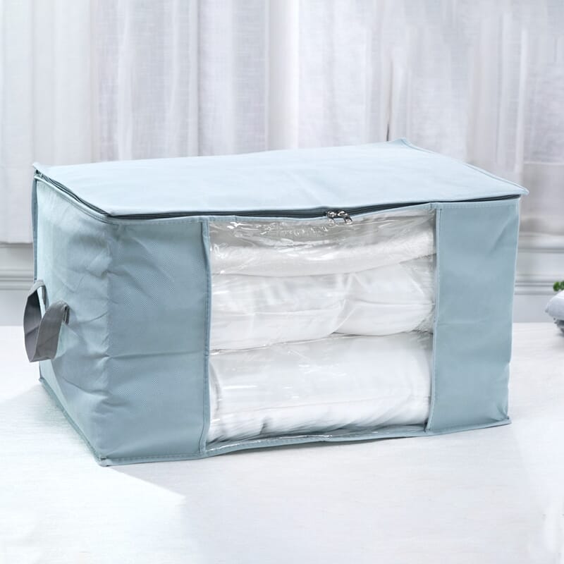 Set of 5 Dark Blue Grey Non-Woven Fabric Storage Bag with Clear Window