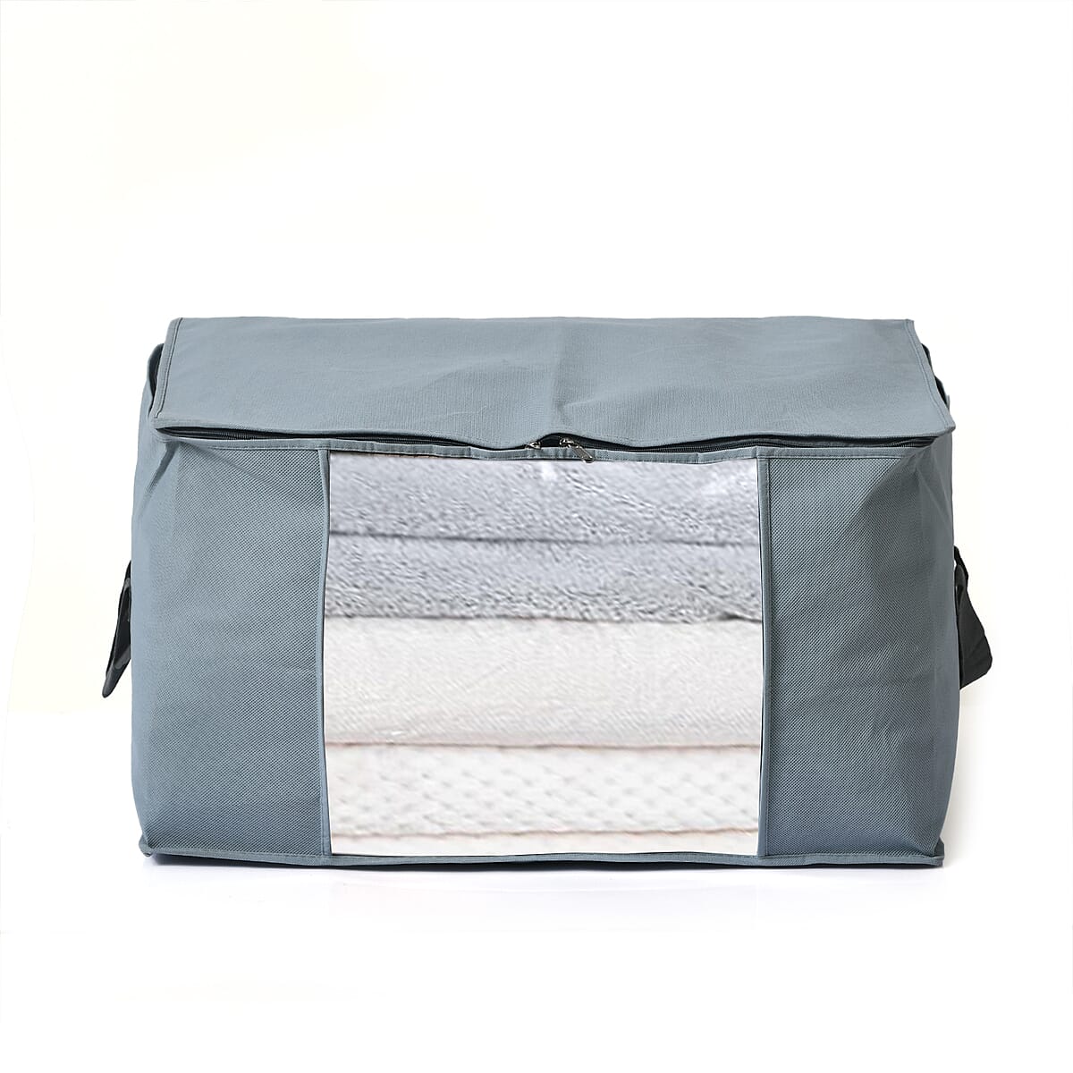 Set of 5 Dark Gray Non-Woven Fabric Storage Bag with Clear Window image number 2