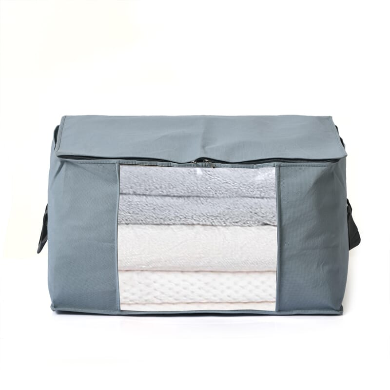 Set of 5 Dark Blue Grey Non-Woven Fabric Storage Bag with Clear Window