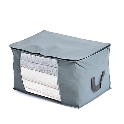 Set of 5 Dark Grey Non-Woven Fabric Storage Bag with Clear Window