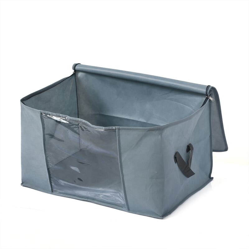 Set of 5 Dark Blue Grey Non-Woven Fabric Storage Bag with Clear Window