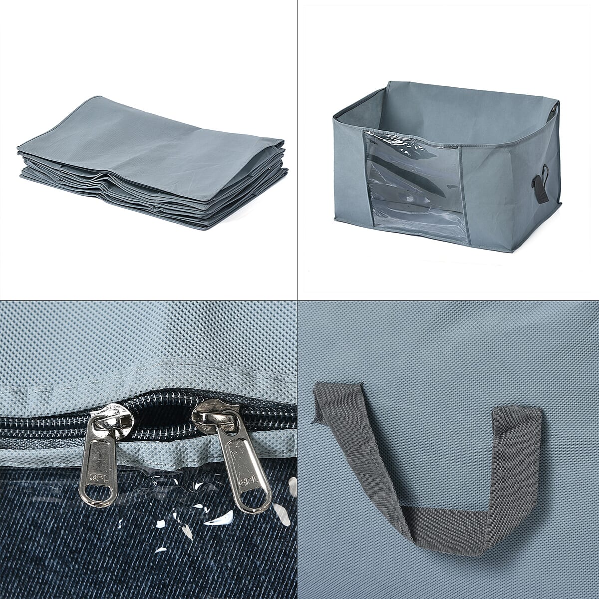 Set of 5 Dark Gray Non-Woven Fabric Storage Bag with Clear Window image number 6