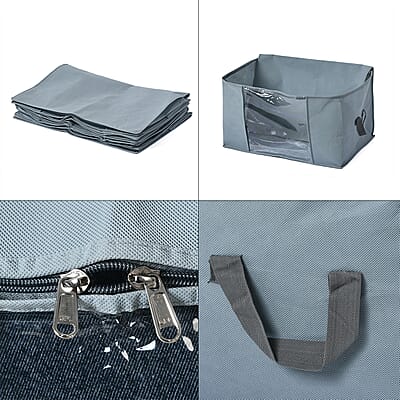 Set of 5 Dark Grey Non-Woven Fabric Storage Bag with Clear Window