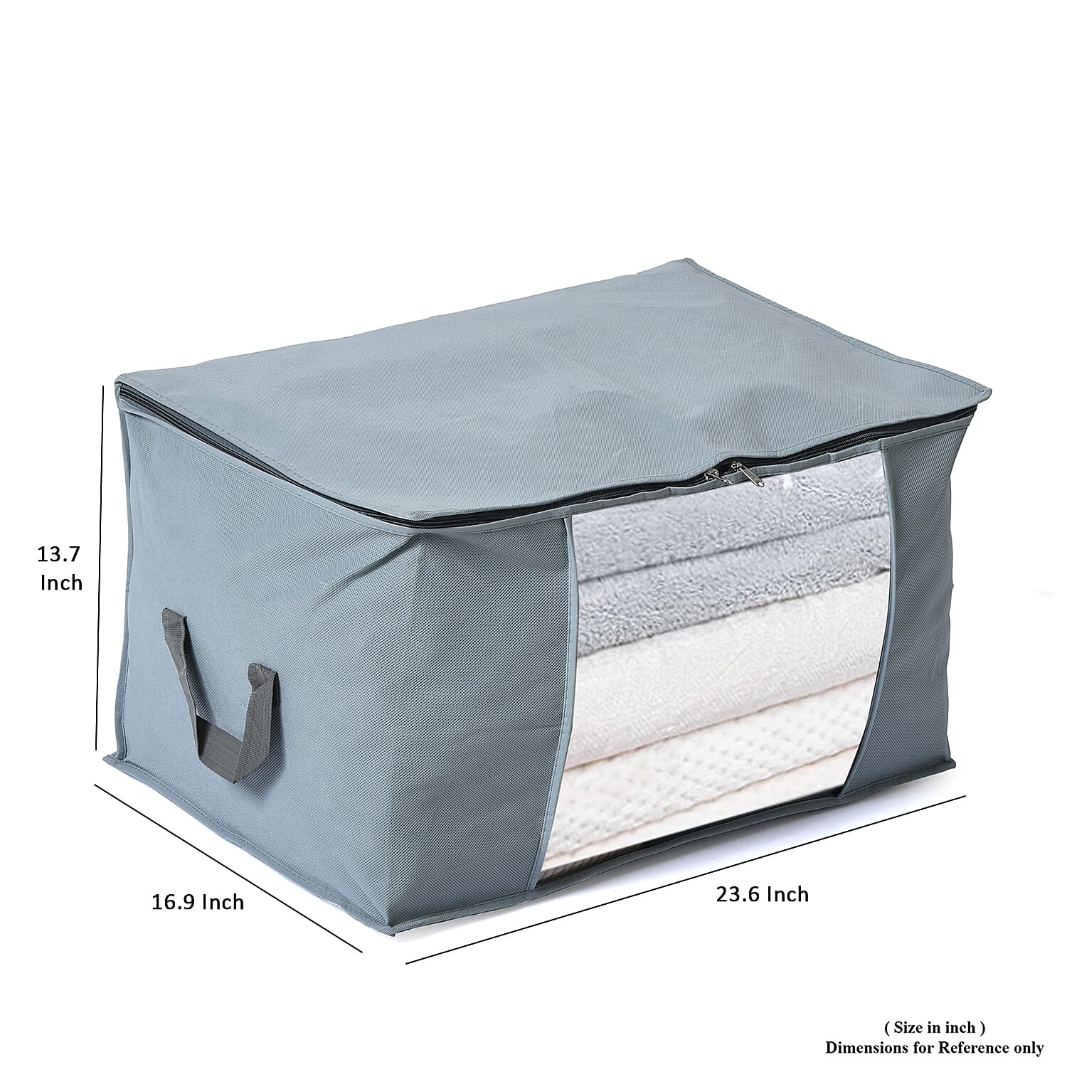 Set of 5 Dark Grey Non-Woven Fabric Storage Bag with Clear Window