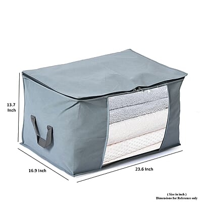 Set of 5 Dark Grey Non-Woven Fabric Storage Bag with Clear Window