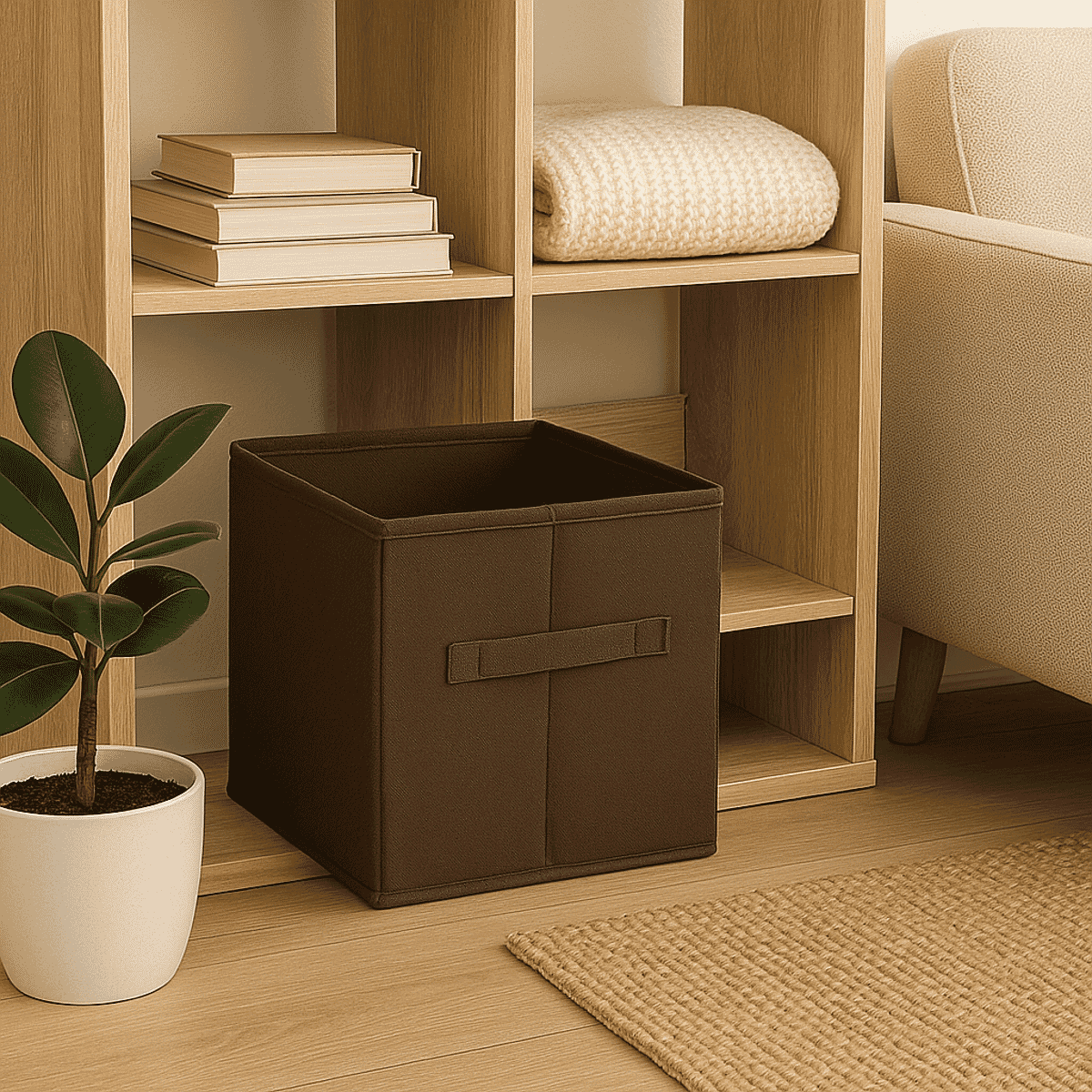 Set of 6 Cube Collapsible Organizer - Brown image number 1