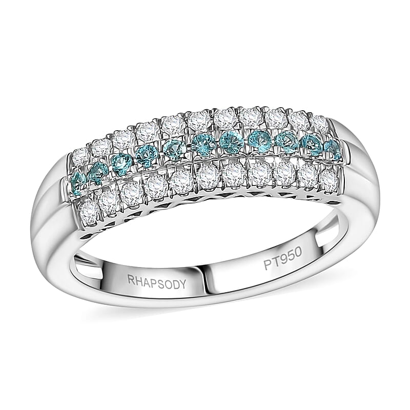 Certified & Appraised Rhapsody AAAA Paraiba Tourmaline and E-F VS2 Diamond 0.60 ctw Ring in 950 Platinum (Size 10.0) 6.80 Grams