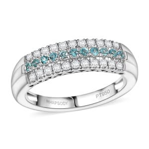 Certified & Appraised Rhapsody AAAA Paraiba Tourmaline and E-F VS2 Diamond 0.60 ctw Ring in 950 Platinum (Size 7.0) 6.80 Grams