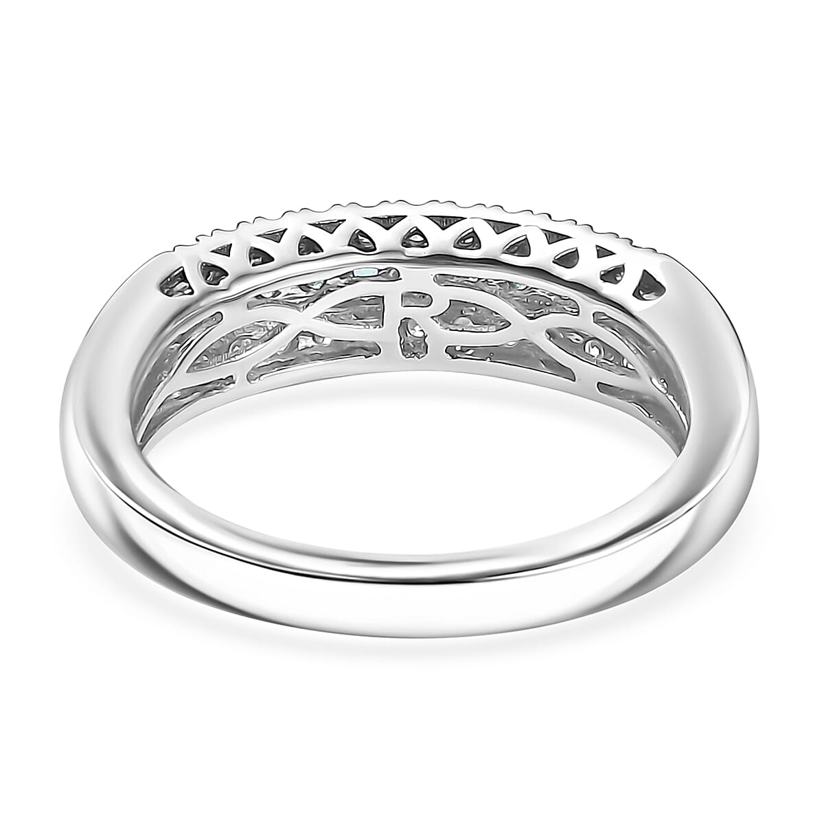 Certified & Appraised Rhapsody AAAA Paraiba Tourmaline and E-F VS2 Diamond 0.60 ctw Ring in 950 Platinum (Size 9.0) 6.80 Grams image number 4