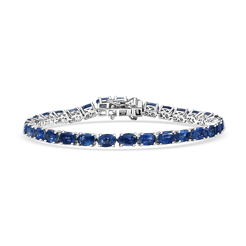 D'Joy Premium Kashmir Kyanite 13.70 ctw Tennis Bracelet in Rhodium Over Sterling Silver (6.50 In)