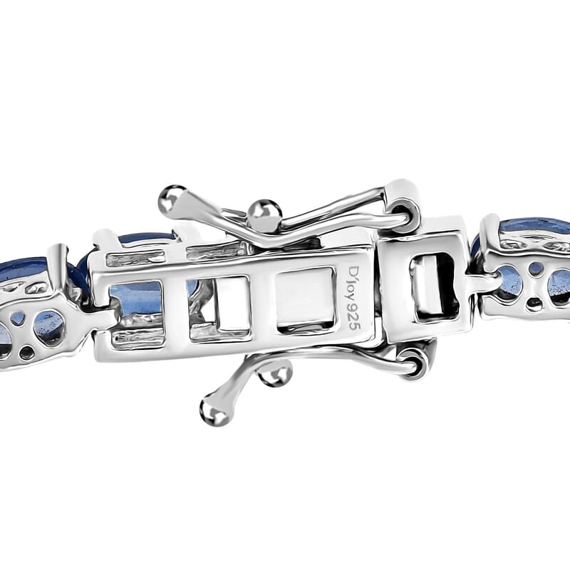 D'Joy Premium Kashmir Kyanite 13.70 ctw Tennis Bracelet in Rhodium Over Sterling Silver (6.50 In)