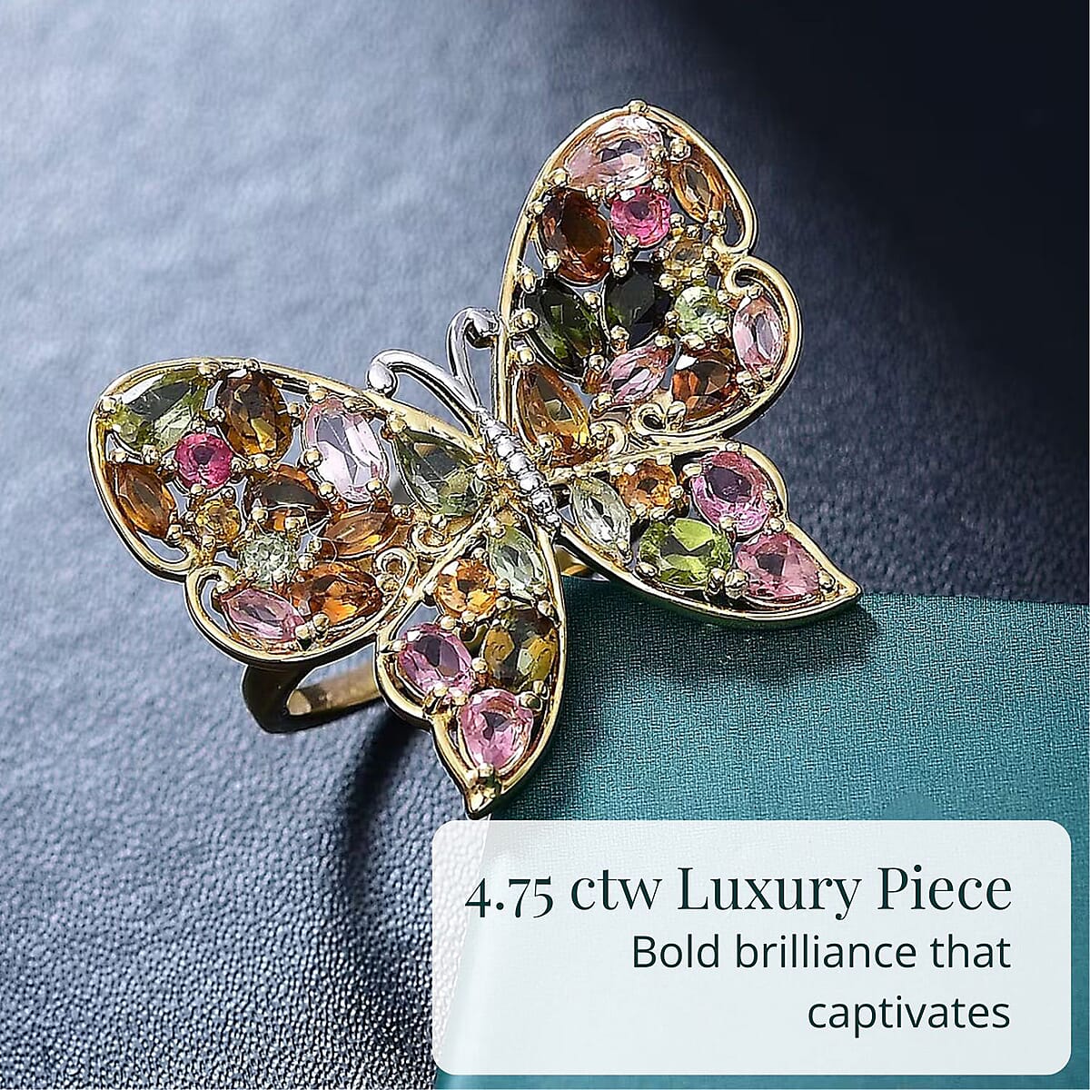 Multi-Tourmaline Ring in 18K Vermeil YG Over Sterling Silver (Size 10.0) 4.75 ctw image number 5