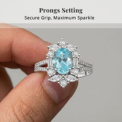Certified & Appraised Rhapsody 950 Platinum AAAA Paraiba Tourmaline, Diamond (E-F, VS2) (1.30 cts) Ring (Size 10.0) (6.70 g) 2.65 ctw