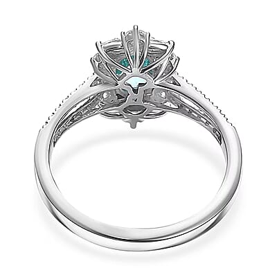 Certified & Appraised Rhapsody 950 Platinum AAAA Paraiba Tourmaline, Diamond (E-F, VS2) (1.30 cts) Ring (Size 10.0) (6.70 g) 2.65 ctw