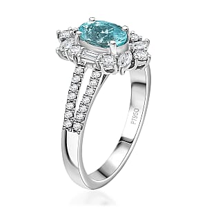 Rhapsody 950 Platinum AAAA Paraiba Tourmaline, Diamond (E-F, VS2) (1.30 cts) Ring (Size 8.5) (6.70 g) 2.65 ctw