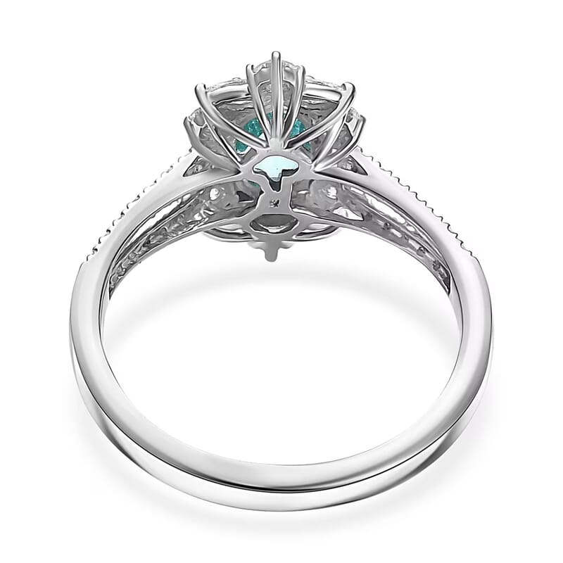 Certified & Appraised Rhapsody 950 Platinum AAAA Paraiba Tourmaline, Diamond (E-F, VS2) (1.30 cts) Ring (Size 9.0) (6.70 g) 2.65 ctw