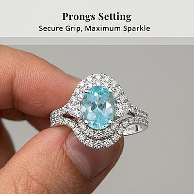 Certified and Appraised Rhapsody AAAA Paraiba Tourmaline, Diamond Ring in 950 Platinum 2.00 ctw (Size 10.0) With Free Paraiba Book