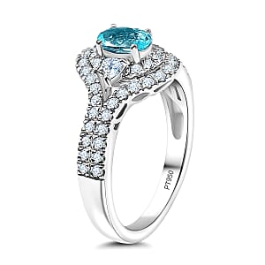 Certified Rhapsody AAAA Paraiba Tourmaline, Diamond Ring in 950 Platinum 2.00 ctw (Size 11.0) With Free Paraiba Book