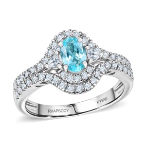 Certified & Appraised Rhapsody AAAA Paraiba Tourmaline and E-F VS2 Diamond 2.00 ctw Ring in 950 Platinum (Size 6.0) 7.60 Grams