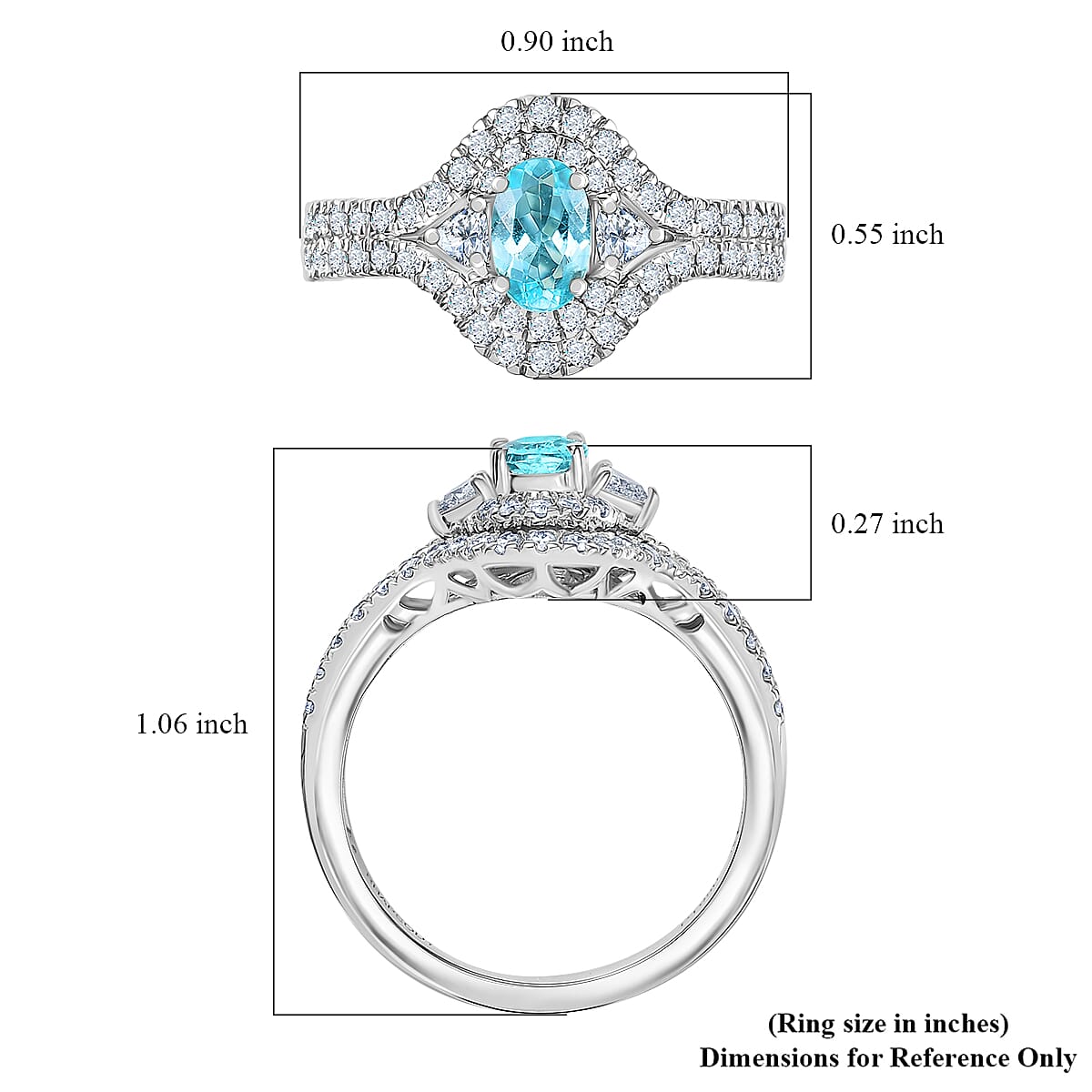 Certified & Appraised Rhapsody AAAA Paraiba Tourmaline and E-F VS2 Diamond 2.00 ctw Ring in 950 Platinum (Size 7.0) 7.60 Grams image number 5