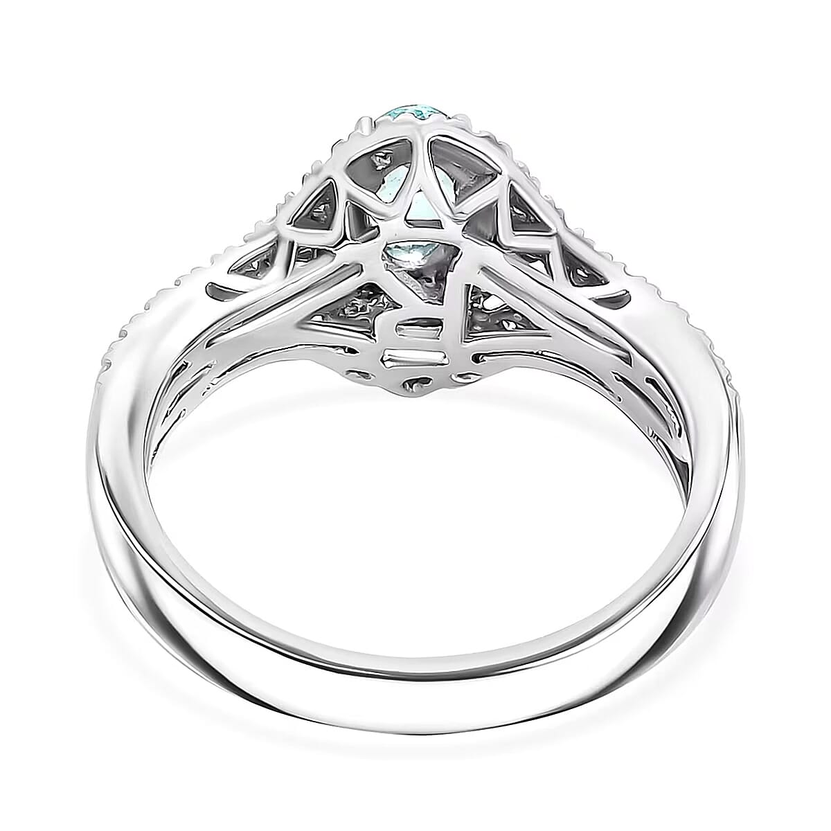 Certified and Appraised Rhapsody AAAA Paraiba Tourmaline, Diamond Ring in 950 Platinum 2.00 ctw (Size 8.0) image number 6