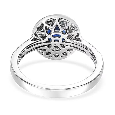 Certified & Appraised Rhapsody 950 Platinum AAAA Ceylon Blue Sapphire, Paraiba Tourmaline and Diamond (E-F, VS) (0.20 cts) Ring (Size 10.0) (6.50 g) 2.00 ctw