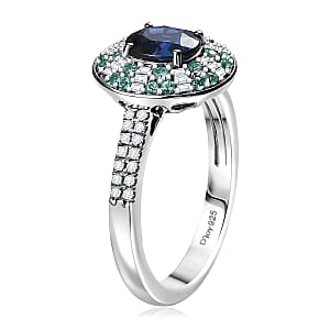 Certified & Appraised Rhapsody AAAA Ceylon Blue Sapphire, Paraiba Tourmaline and E-F VS Diamond 2.00 ctw Ring in 950 Platinum (Size 6.0) 6.50 Grams