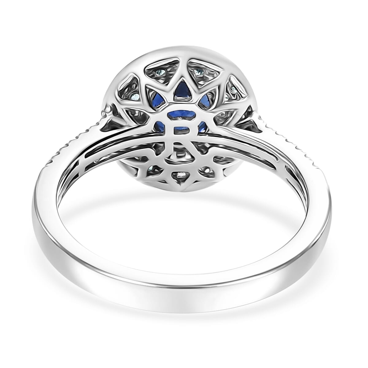 Certified & Appraised Rhapsody AAAA Ceylon Blue Sapphire, Paraiba Tourmaline and E-F VS Diamond 2.00 ctw Ring in 950 Platinum (Size 6.0) 6.50 Grams image number 4