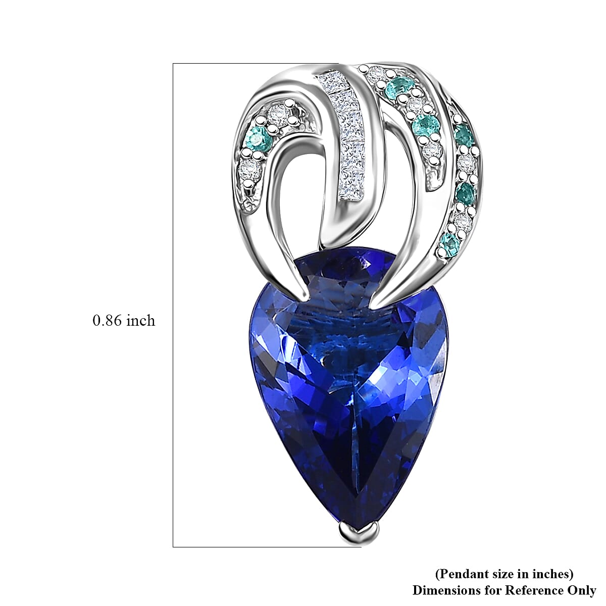 Certified & Appraised Rhapsody AAAA Tanzanite, AAAA Paraiba Tourmaline and E-F VS2 Diamond 3.75 ctw Pendant in 950 Platinum 4.30 Grams