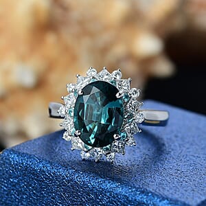 Certified Rhapsody AAAA Pirineu Lagoon Tourmaline, Paraiba Tourmaline and Diamond Ring in 950 Platinum 6.10 ctw (Size 6.5)