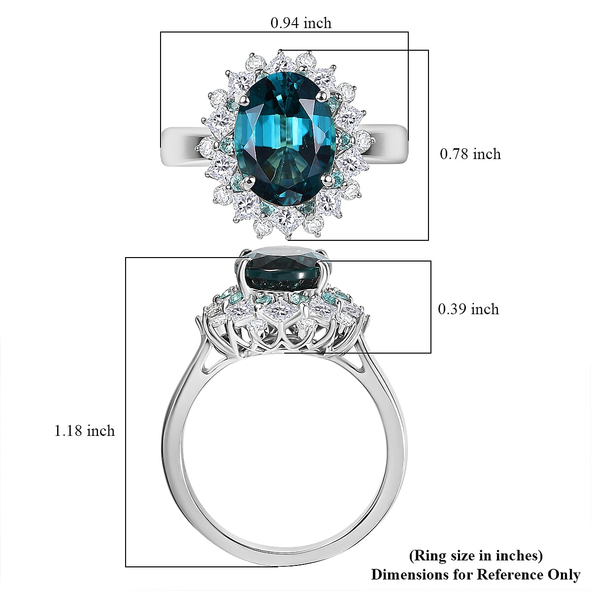 Certified & Appraised Rhapsody AAAA Pirineu Lagoon Tourmaline, Paraiba Tourmaline and E-F VS2 Diamond 6.10 ctw Ring in 950 Platinum (Size 7.0) 8.30 Grams image number 5