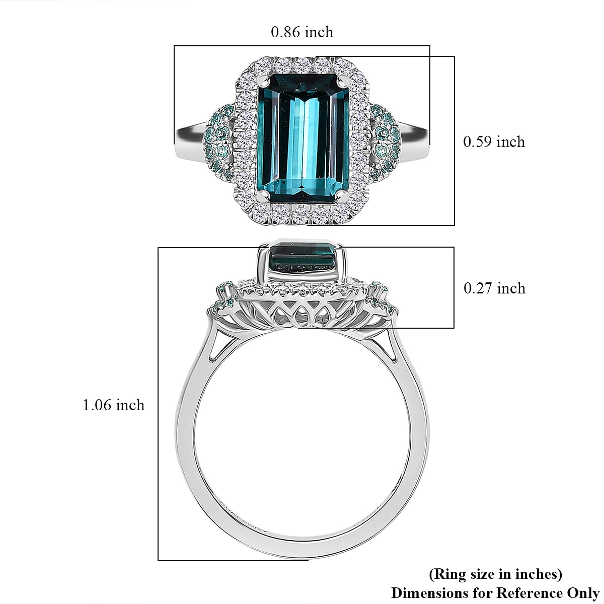Certified & Appraised Rhapsody 950 Platinum AAAA Lagoon Tourmaline, Paraiba Tourmaline and Diamond (E-F, VS2) (0.41 cts) Halo Ring (Size 10.0) (7.90 g) 4.16 ctw