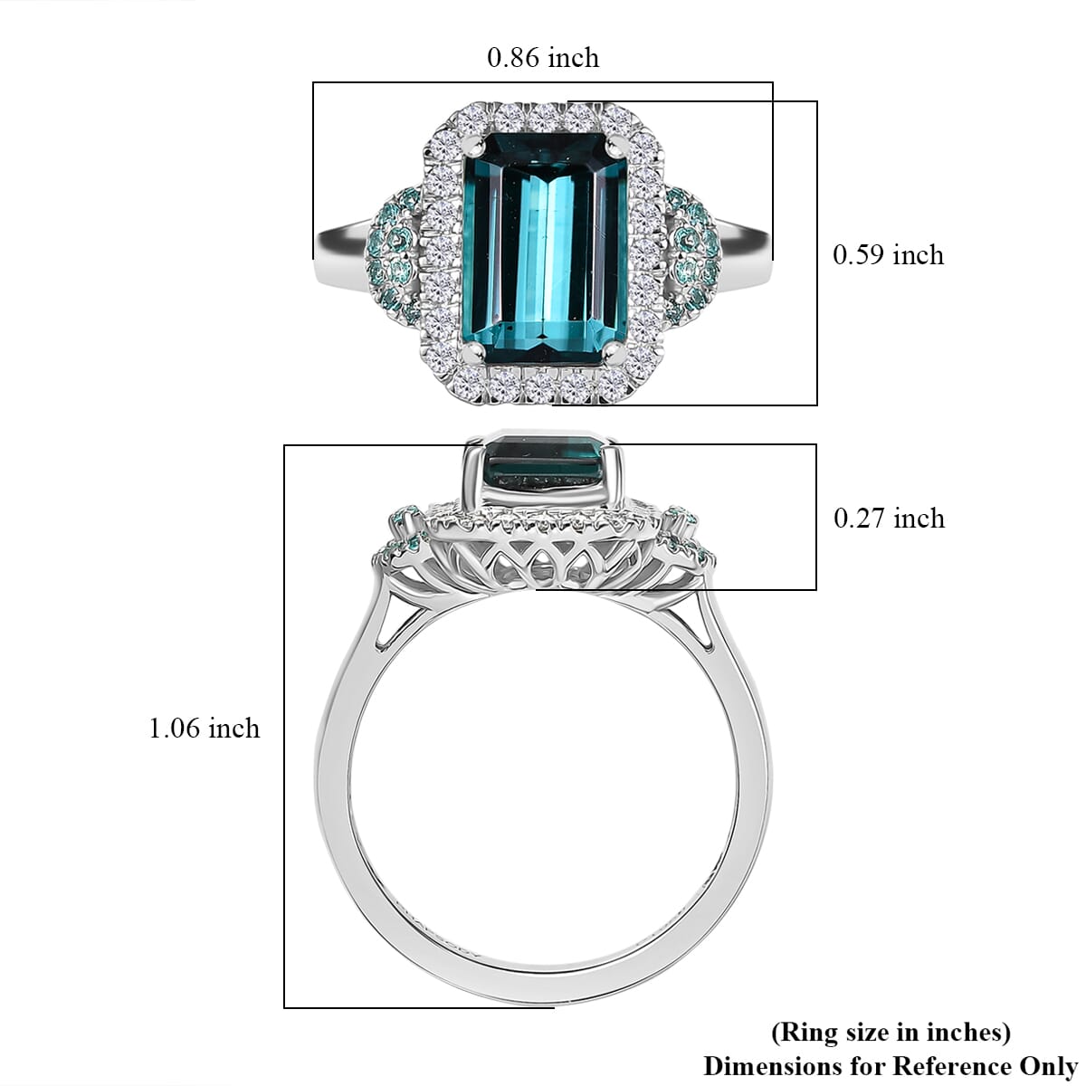 Rhapsody 950 Platinum AAAA Lagoon Tourmaline, Paraiba Tourmaline and Diamond (E-F, VS2) (0.41 cts) Halo Ring (Size 10.0) (7.90 g) 4.16 ctw image number 5