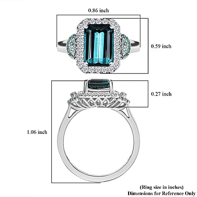 Certified & Appraised Rhapsody 950 Platinum AAAA Lagoon Tourmaline, Paraiba Tourmaline and Diamond (E-F, VS2) (0.41 cts) Halo Ring (Size 10.0) (7.90 g) 4.16 ctw