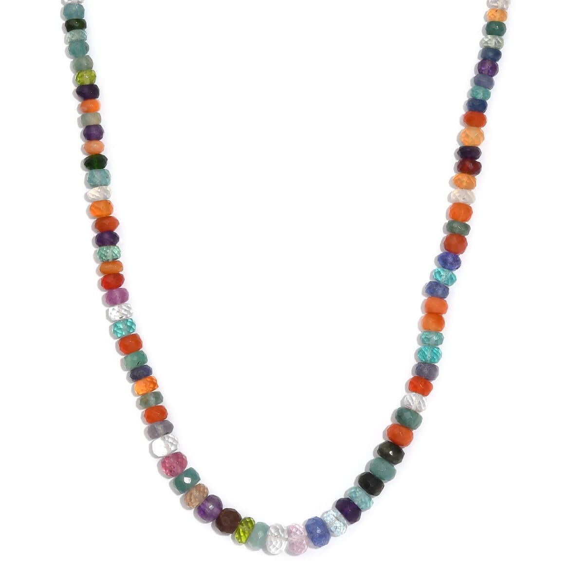 Multi Gemstones 125.00 ctw Necklace in Rhodium Over Sterling Silver 18 Inches image number 0