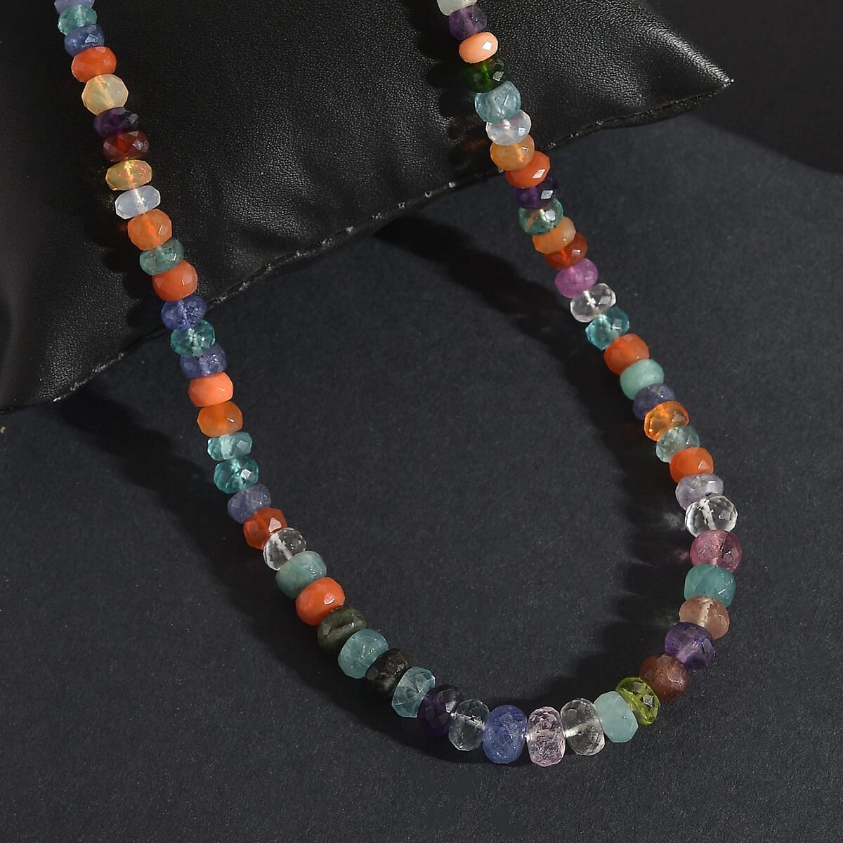 Multi Gemstones 125.00 ctw Necklace in Rhodium Over Sterling Silver 18 Inches image number 1