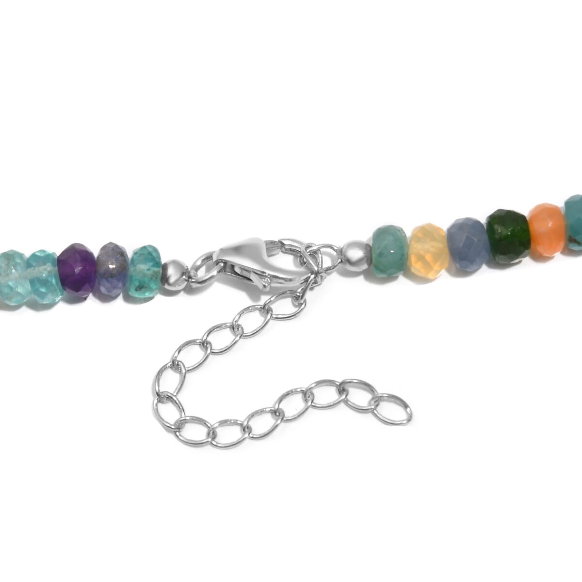 Multi Gemstones 125.00 ctw Necklace in Rhodium Over Sterling Silver 18 Inches image number 4