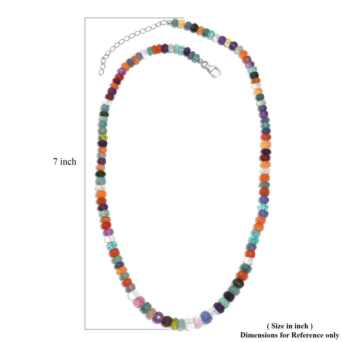 Multi Gemstones 125.00 ctw Necklace in Rhodium Over Sterling Silver 18 Inches image number 5