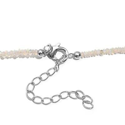Ethiopian Welo Opal and Multi Gemstone 26.00 ctw Necklace in Rhodium Over Sterling Silver 18 Inches