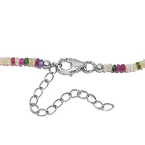 Multi Gemstones Necklace (18-20 Inches) in Rhodium Over Sterling Silver 67.00 ctw
