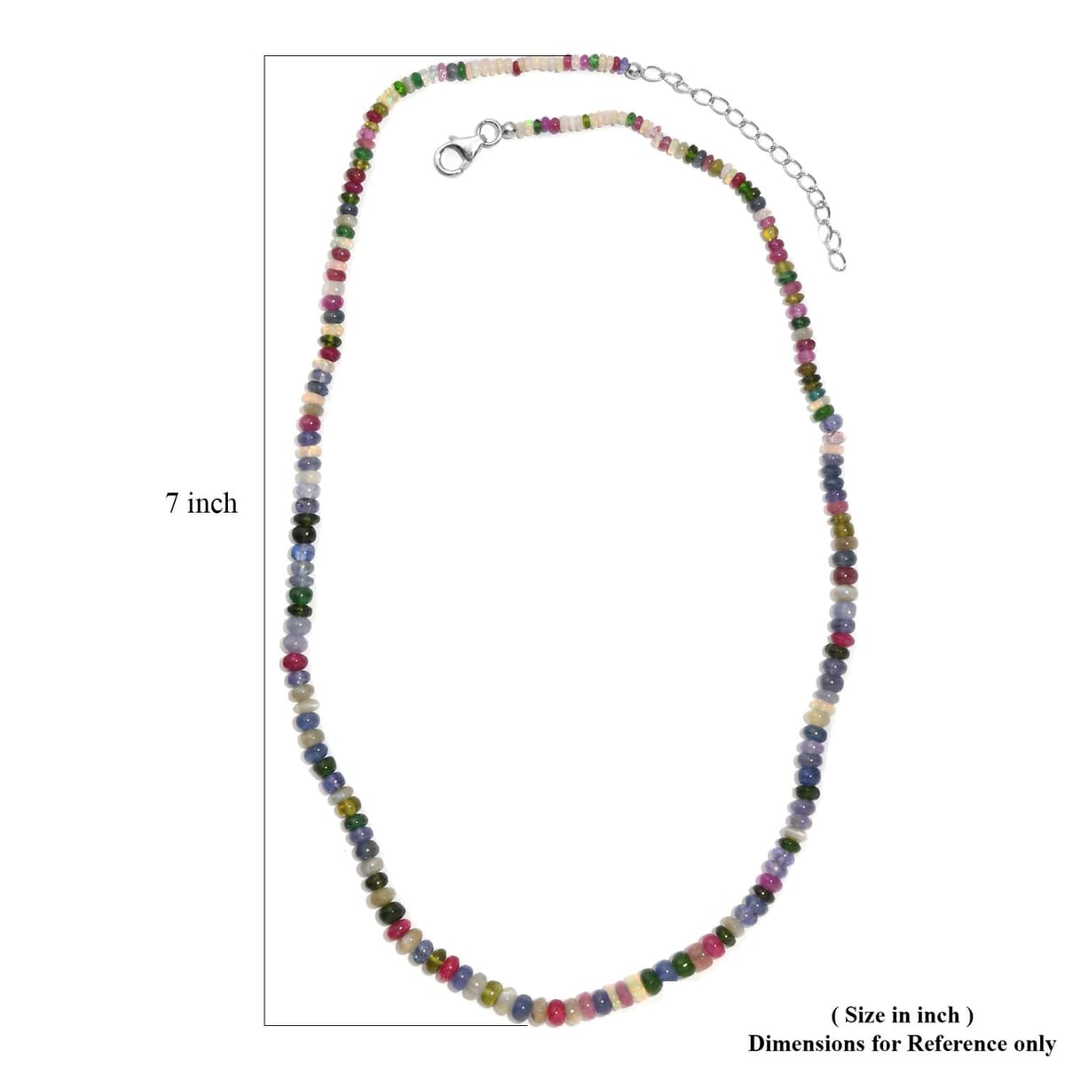 Multi Gemstones Necklace (18-20 Inches) in Rhodium Over Sterling Silver 67.00 ctw image number 1