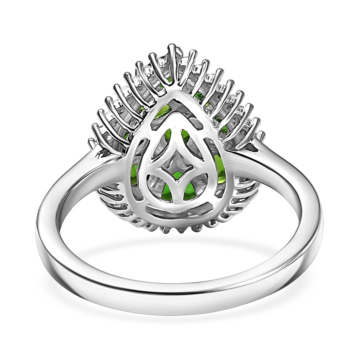 D'Joy Chrome Diopside and White Zircon 1.65 ctw Ring in Rhodium Over Sterling Silver (Size 5.0) image number 4