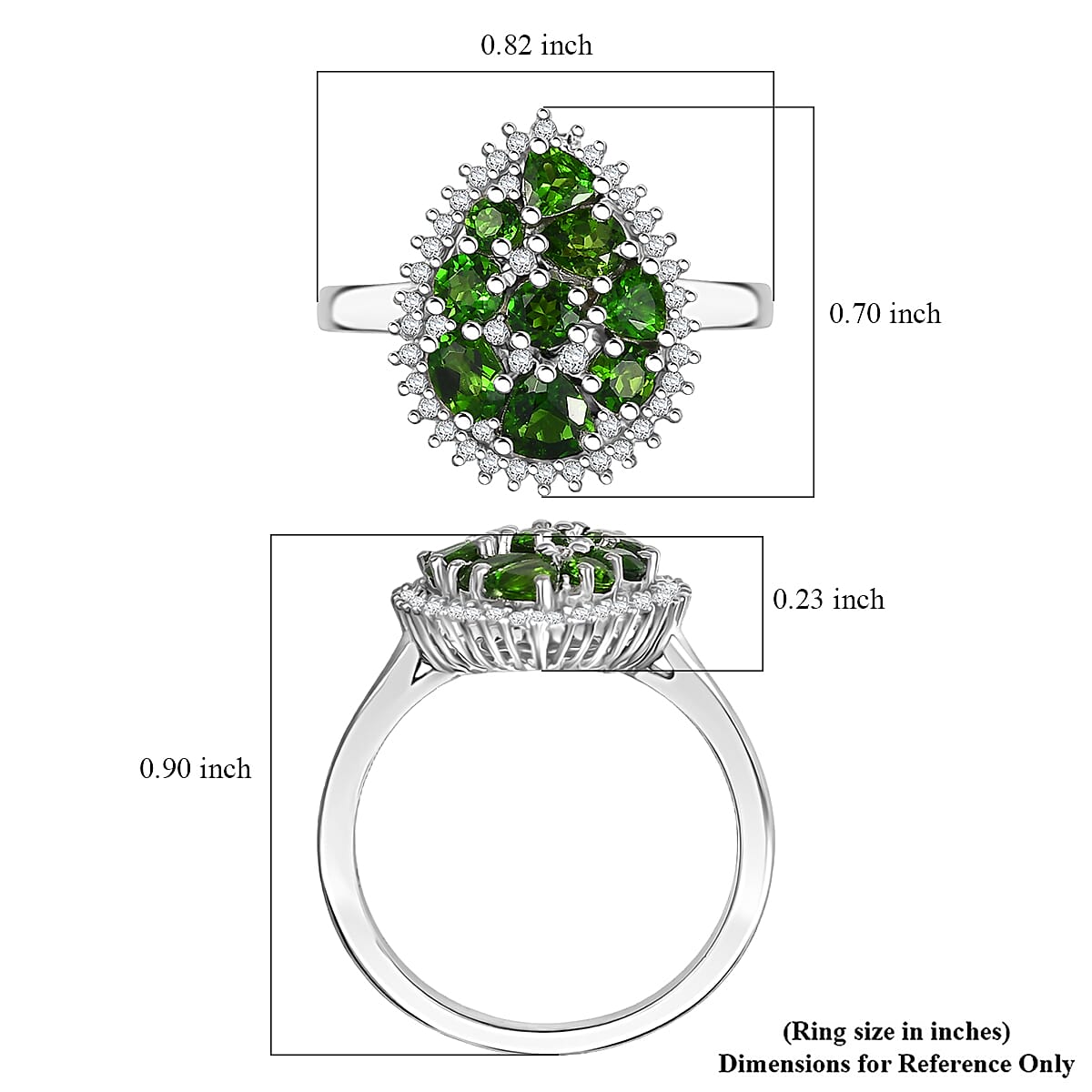 D'Joy Chrome Diopside and White Zircon 1.65 ctw Ring in Rhodium Over Sterling Silver (Size 5.0) image number 5