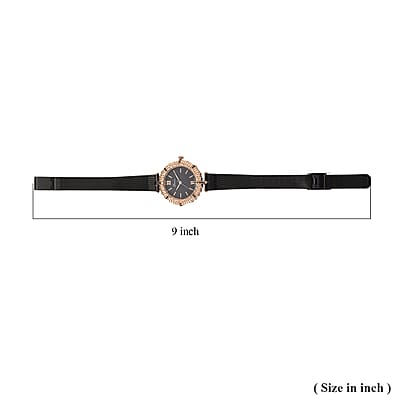 Genoa Black Austrian Crystal Japanese Movement Watch with ION Plated Black Stainless Steel Mesh Strap