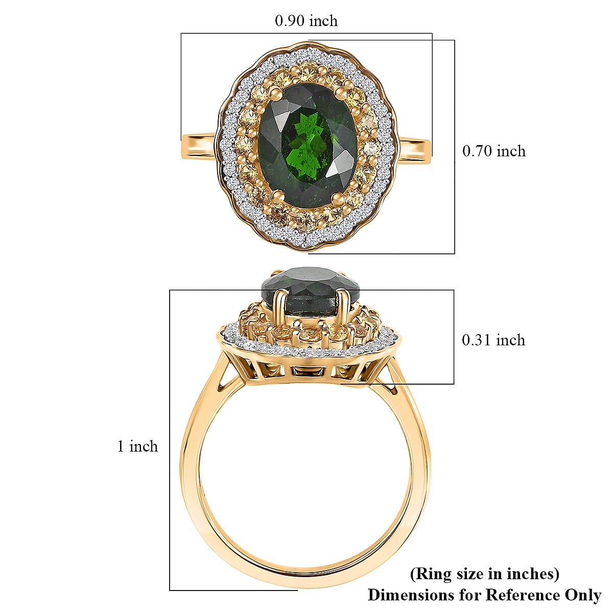 D'Joy Chrome Diopside and Multi Gemstone 3.40 ctw Blooming Ring in 18K Vermeil Yellow Gold Over Sterling Silver (Size 6.0) image number 5