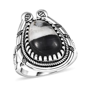 D'Joy Artisan Crafted White Buffalo 6.00 ctw Howdy Ring in Black Oxidized Sterling Silver (Size 10.0)