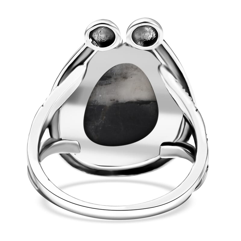 D'Joy Artisan Crafted White Buffalo 6.00 ctw Howdy Ring in Black Oxidized Sterling Silver (Size 10.0)